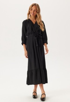 BUBBLEROOM Puff Sleeve Structured Dress Black L