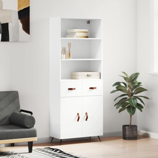 vidaXL Highboard hvit 69,5x34x180 cm konstruert tre 8720845499112