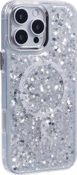 iPhone 16 Pro Max MagSafe-Epoxy-deksel med glitter paljetter - Hvit