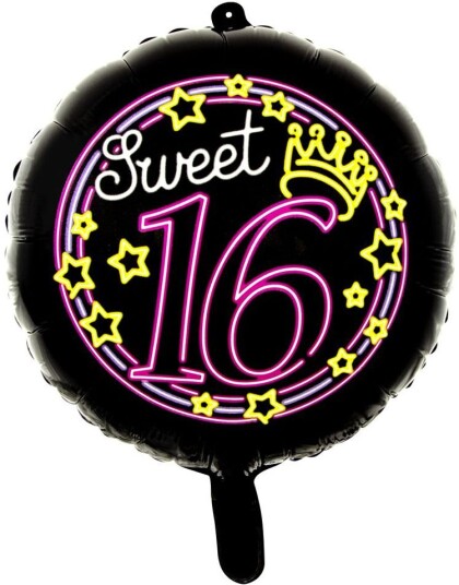 Sweet 16 Folieballong 46 cm Neon Party