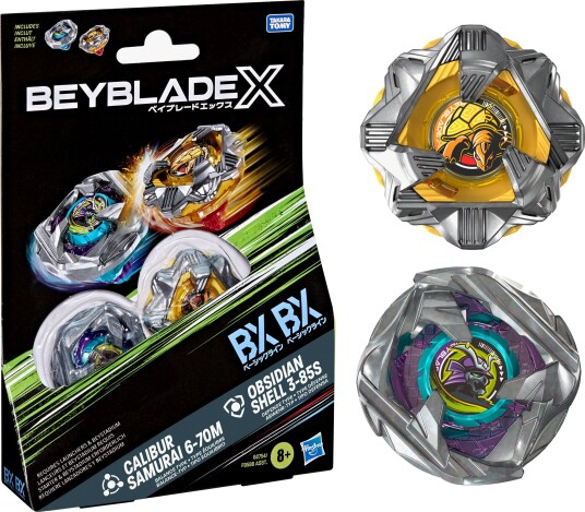 Beyblade X Calibur Samurai 6-70M BX & Obsidian Shell 3-85S BX Dreiemekanismer 2-pack