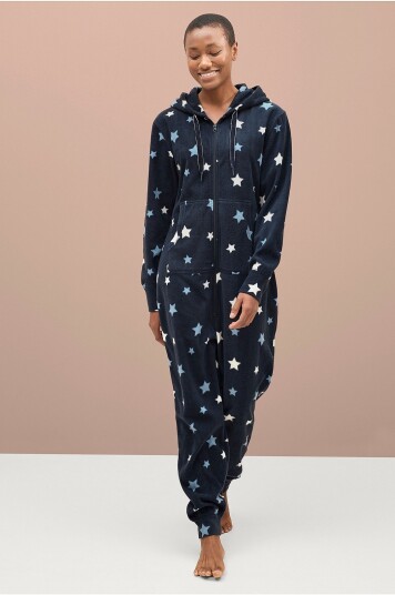 Ellos Collection Jumpsuit i fleece Blå Ellos Collection Jumpsuit i fleece Blå