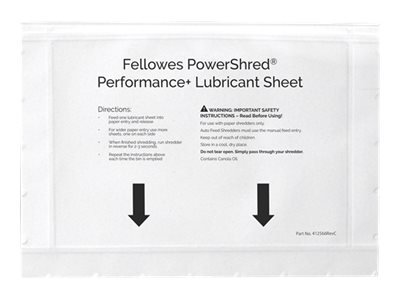 Fellowes Powershred Performance + Smøreark For Makuleringsmaskin (En Pakke 10) Fellowes Powershred Performance + Smøreark For Makuleringsmaskin (En Pakke 10)