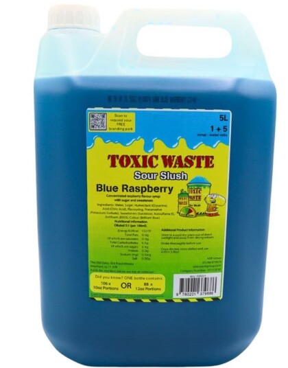 5 liter Toxic Waste Sour Blue Raspberry Slush Konsentrat   30 liter Ferdig Slush