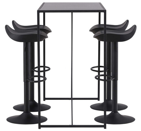 Venture Design Brea & Adesto bargruppe Svart/svart 4 stoler & bord 120 x 60 cm