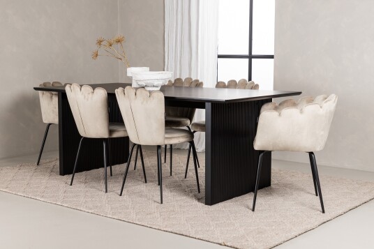 Venture Home Vail Matgruppe 200 cm Rektangulær med 4 Limhamn stoler Beige