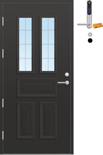 Ytterdør Bygg1 Fjord 04 Slipt Glass med Yale Doorman Classic Home