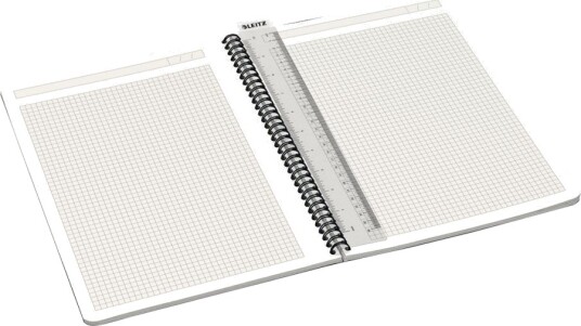 Leitz Office Notisbok Spiralbundet A4 210 X 297 Mm 90 Ark / 180 Sider Rutet Grå Laminert Kartong