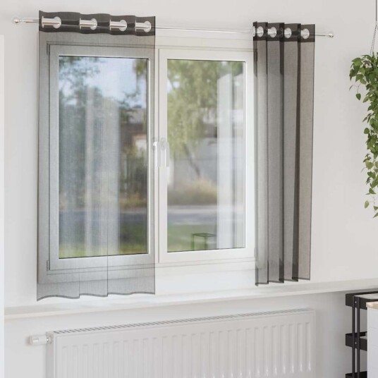 Voilegardiner med grommets 2 stk svart 140x175 cm 8721158550767
