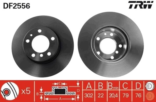 Bremseskive TRW DF2556 Bremseskive TRW DF2556