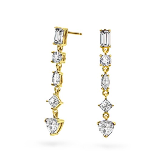 Pan Jewelry Viva Vegas øredobber i forgylt 925 sølv med hvit zirkonia