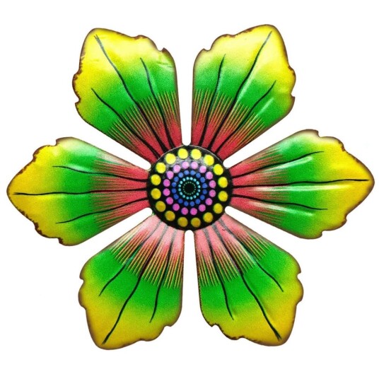 Blomst Metall Veggklistremerke Hagepynt 15x15x0,8cm Grønn