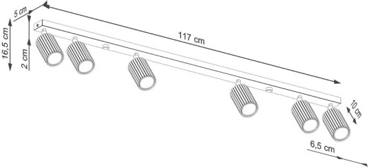SOLLUX LIGHTING Downlight carbon svart lengde 117 cm aluminium 6 lyskilder.
