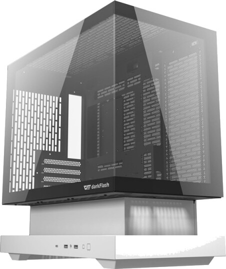 Darkflash F1 Gaming Kabinett Midi Tower med 6 ARGB Vifter Hvit