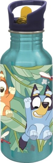 Bluey 545 ml Aluminium Flaske med Sugerør - Blå Bluey 545 ml Aluminium Flaske med Sugerør - Blå