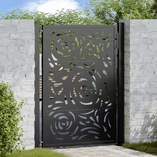 Hageport svart 105x130 cm stål flammedesign
