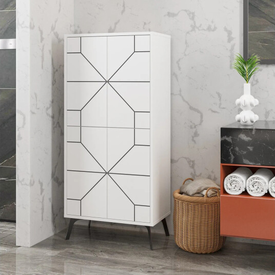 Dune Garderobeskap 62,6x136 cm Hvit - Hanah Home