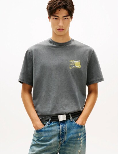 Tommy Jeans Tjm 90S Bubble Flag Ss Tee Grey M