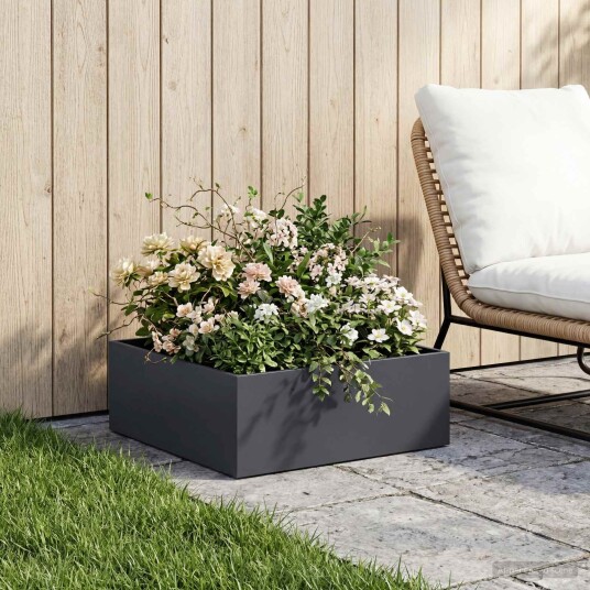 vidaXL Hageblomsterpotte Antrasitt 60 x 60 x 20 cm Kaldvalsestål