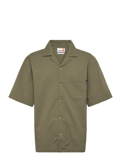 Timberland Ss Seersucker Resort Shirt Cassel Earth Yd   Khaki green   L