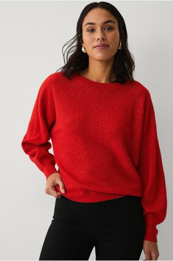 Ellos Collection Strikket pullover med rhinstener Rød