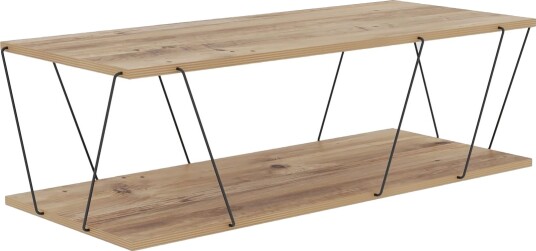 Sarnate Sofabord 120 cm med Oppbevaring Hylle - Natur/Svart