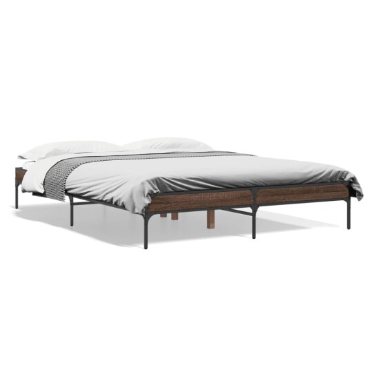  Sengeramme brun eik 140x200 cm konstruert tre og metall 8721012985469