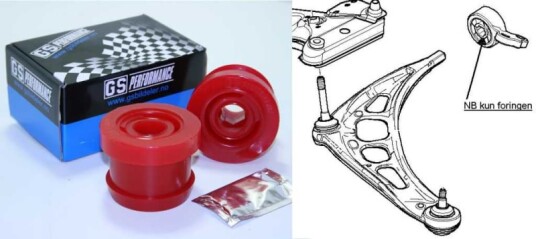 Gs Performance GS performance foringsett bærebro fram E 46 66mm GSP003   MIN 20 SETT