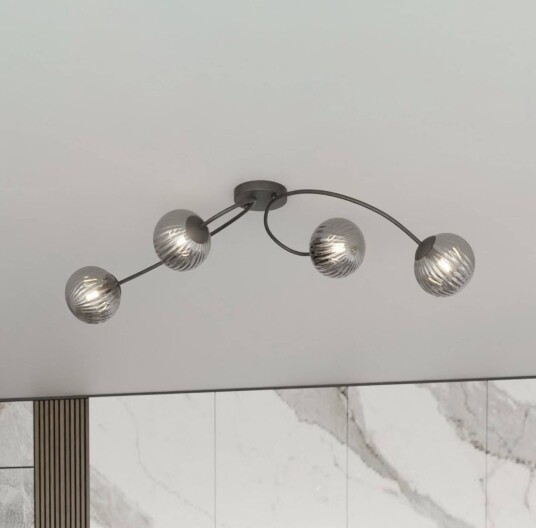 Emibig Lighting Vibra taklampe røykgrå/svart lengde 110 cm 4 lyskilder.