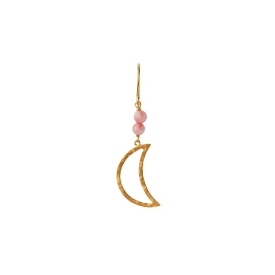 Stine A Jewelry Big Bella Moon Earring Coral Forgylt Sølv Sterling 925