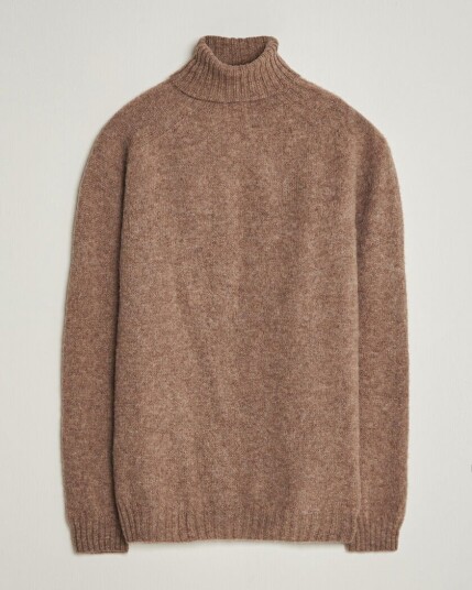 Harley Of Scotland Brushed Supersoft Lambswool Rollneck Tundra