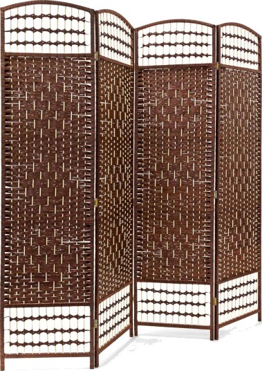 Romdeler av tre – 4 panels personvernskjerm brun