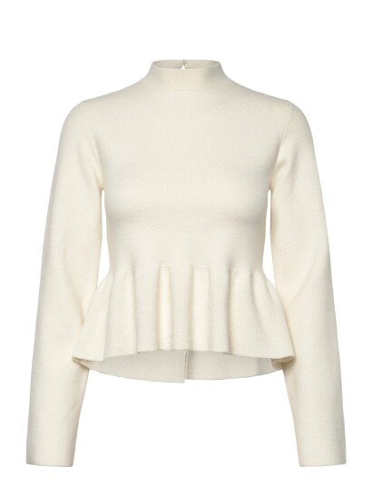 Gina Tricot Knitted Peplum Top Cream M Gina Tricot Knitted Peplum Top Cream M