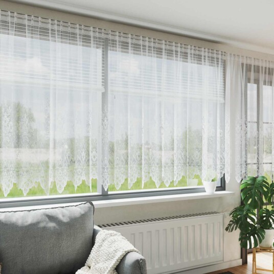 Gardiner med gardiner Blomster Hvit Polyester