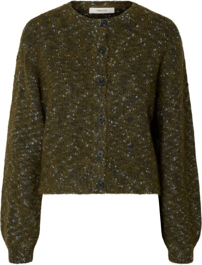 Selected Slwkat Ls Knit Short Cardigan Green XXL