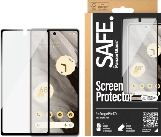 BULK - SAFE by PanzerGlass™ 2-in-1 Pack Google Pixel 7A - Skjermbeskytter & TPU Deksel - Gjennomsiktig / Svart Kant