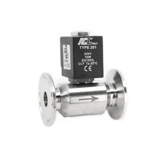 Magnetventil, TC 1.5", NC, DC24V Ø4.5 0-3 bar, 4.5mm hullåpning - Brewtools