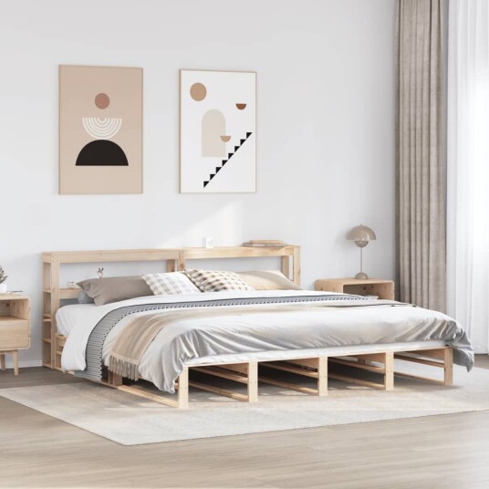 Sengeramme med madrass 200x200 cm heltre furu 3306507 Sengeramme med madrass 200x200 cm heltre furu 3306507