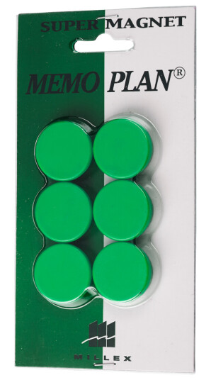 MILLEX MEMOPLAN MAGNET 6STK GRØNN Ø25MM