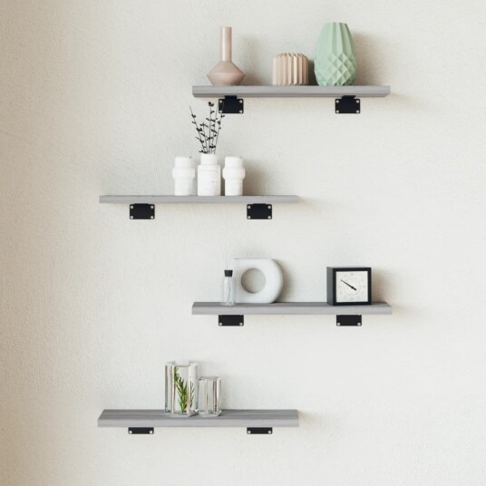 Vegghyller 4 stk grå sonoma 40x10x1,5 cm konstruert tre 8721012209060