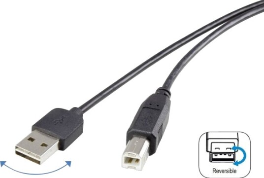 Renkforce Usb 2.0 A/B-Kabeltilkobling 1,8 M Med Vendestøpsel