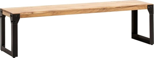 Spisestuebenk Wohnling massivt tre industriell stil med metallbein 140 cm 140 cm