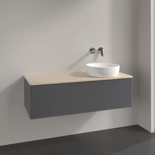 Villeroy & Boch Antao Servantskap med 1 skuff 120x50x36 cm m/lys Antrasitt/Crème Villeroy & Boch Antao Servantskap med 1 skuff 120x50x36 cm m/lys Antrasitt/Crème