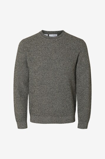 Selected HOMME   Genser slhRoss LS Knit Structure Crew Neck   Svart
