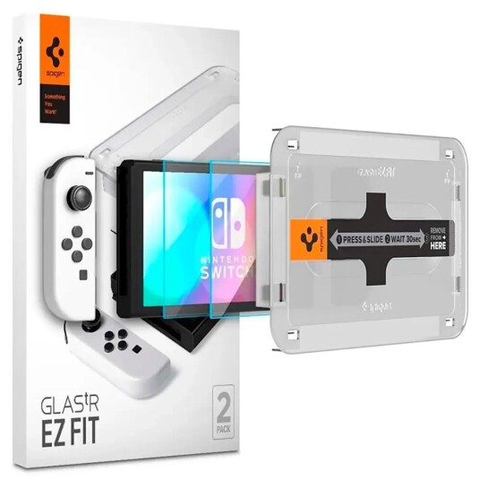 Spigen Nintendo Switch OLED Spigen EZ Fit Glas.tR Skjermbeskytter - 2-Pack - Gjennomsiktig Spigen Nintendo Switch OLED Spigen EZ Fit Glas.tR Skjermbeskytter - 2-Pack - Gjennomsiktig