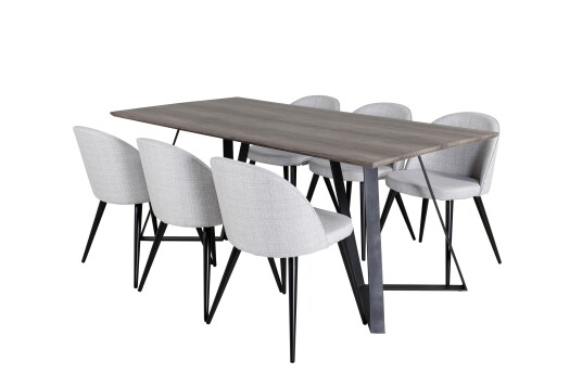 Venture Home Matgruppe Granville 180 cm Rektangulær med 6 Longreone Stoler Svart
