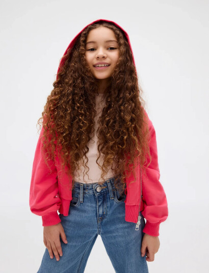 Calvin Klein Terry Zip Up Hoodie   Coral   164
