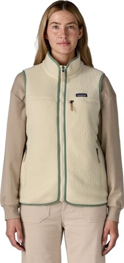 Patagonia W's Retro Pile Vest Natural W/Ellwood Green XL Patagonia W's Retro Pile Vest Natural W/Ellwood Green XL