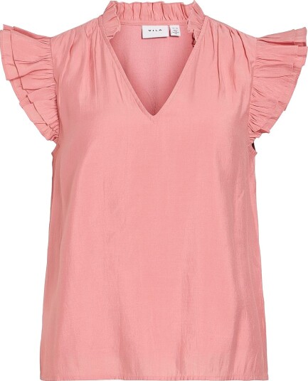 Vila Bluse viAnu S/L V neck Rosa