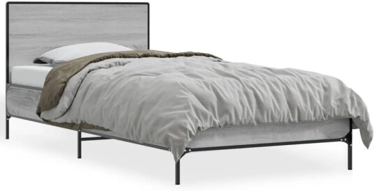 Sengeramme grå sonoma 90x190 cm konstruert tre og metall 8721102445439
